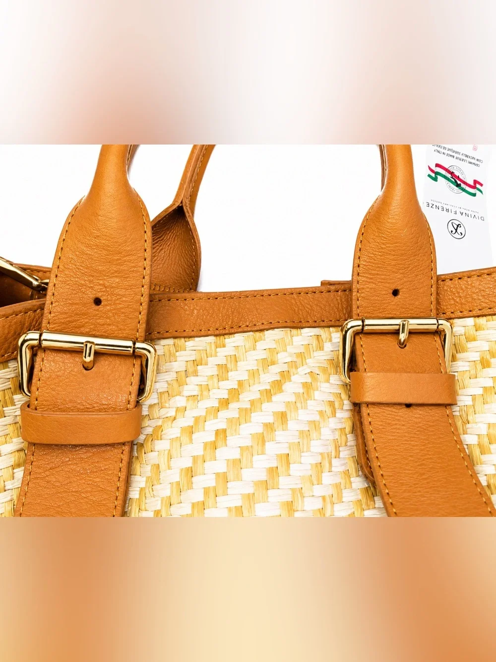 Divina Firenze Italian Leather Straw Bag BNWT Made in Italy $498 Retail🤎